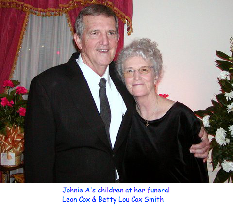 <johnie a's children at her funeral leon cox and betty lou cox smith>