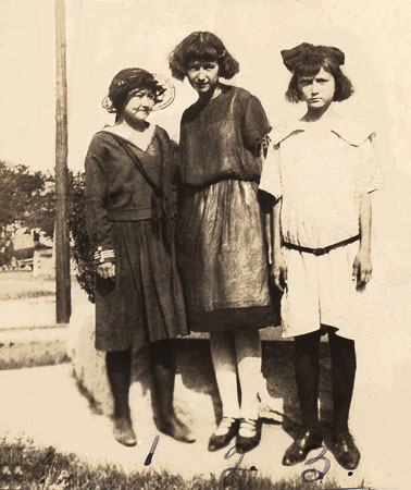 <three ladies labeled 1, 2, and three. restored by terry>