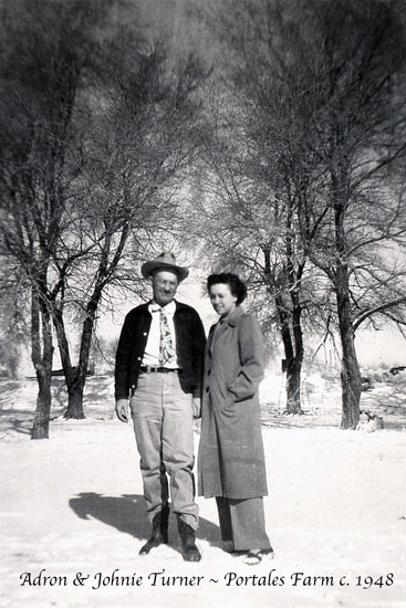 <adron and johnie snow portales farm yard 1948>