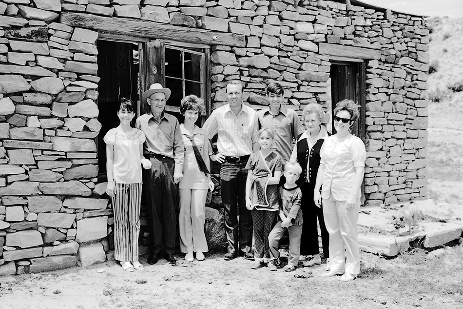 turners and taylors standing by rock house in breaks ccc camp ramon ranch