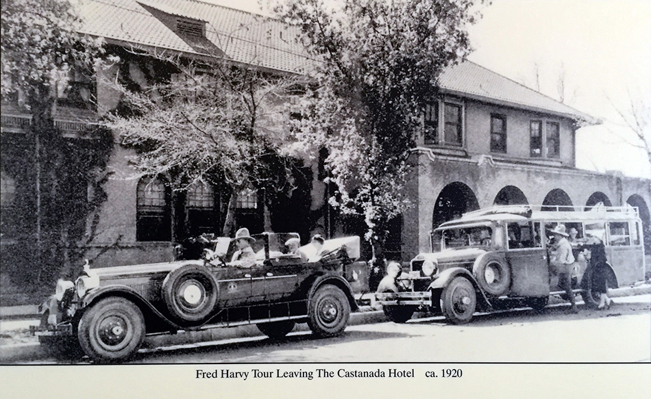 Fred Harvy Tour Leaving The Castanada Hotel Las Vegas NM ca. 1920