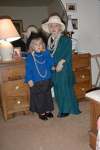 <dress up nana's clothes>