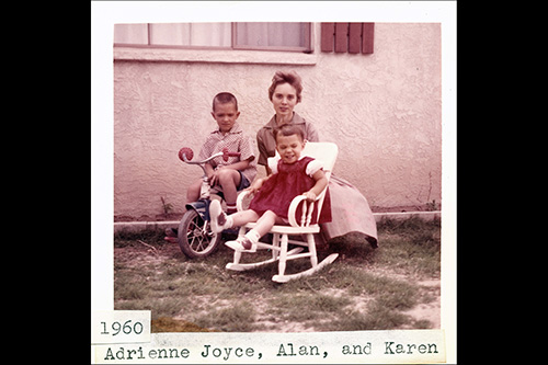 <adreinne alan karan white rocking chair tricycle alamogordo 1960>
