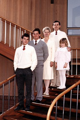 <cassan family on stairs>