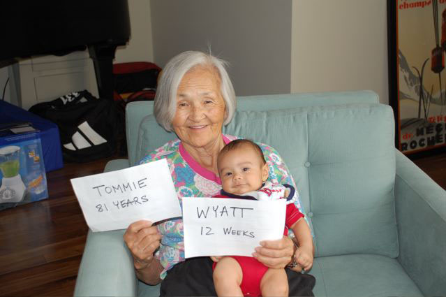 <tommy 81 years old wyatt 12 weeks old>