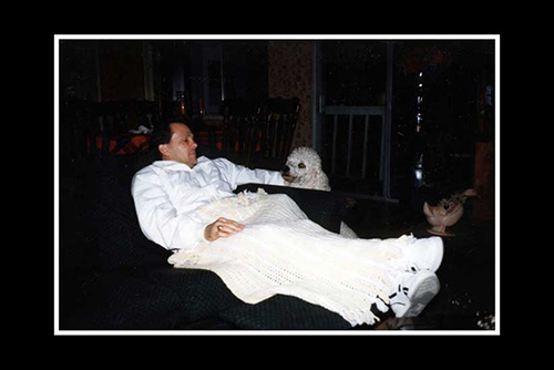 <james at schlenker's house with jack the dog>