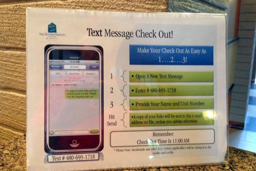 <text message check out>