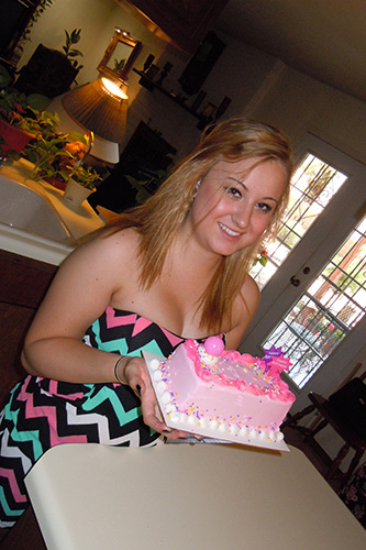 rebecca pink birthday cake