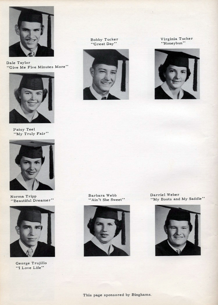dale tayor give me five minutes more bobby tucker great day wirginia tucker honeybun patsy teel my truly fair norma tripp beautiful dreamer barbara webb ain't she sweet darriel weber my boots and my saddle george trujillo i love life binghams